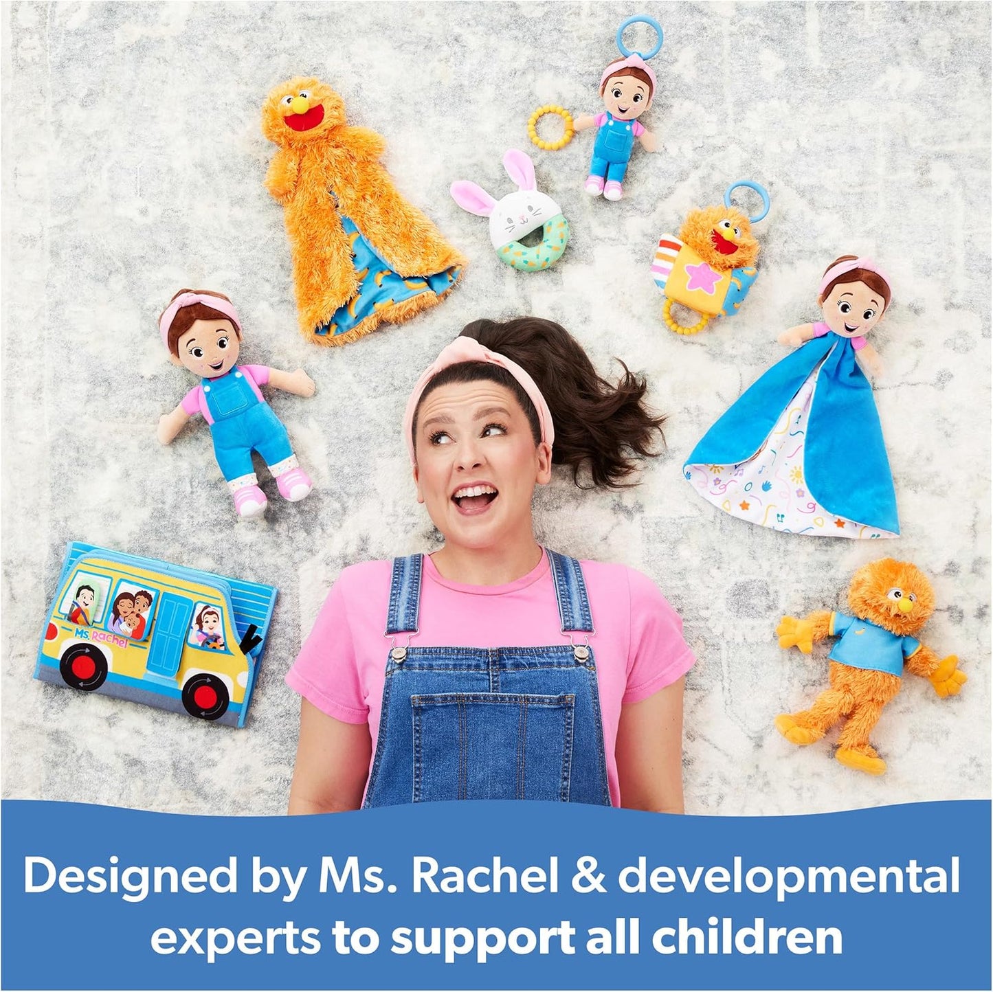 Ms. Rachel Official Sensory Learning Farm, Foldable Soft Baby Book with Plush Cow, Infant Educational Toys for Babies Ages 3 Months to 18 Months