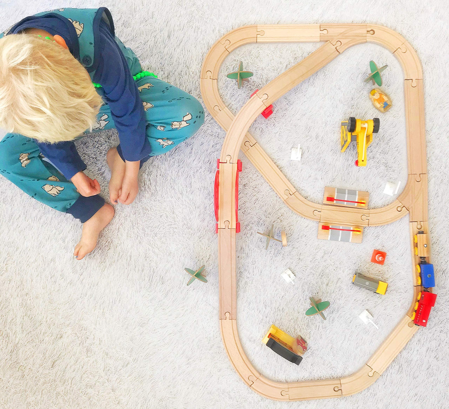 Tiny Land 110PCS Wooden Train Set