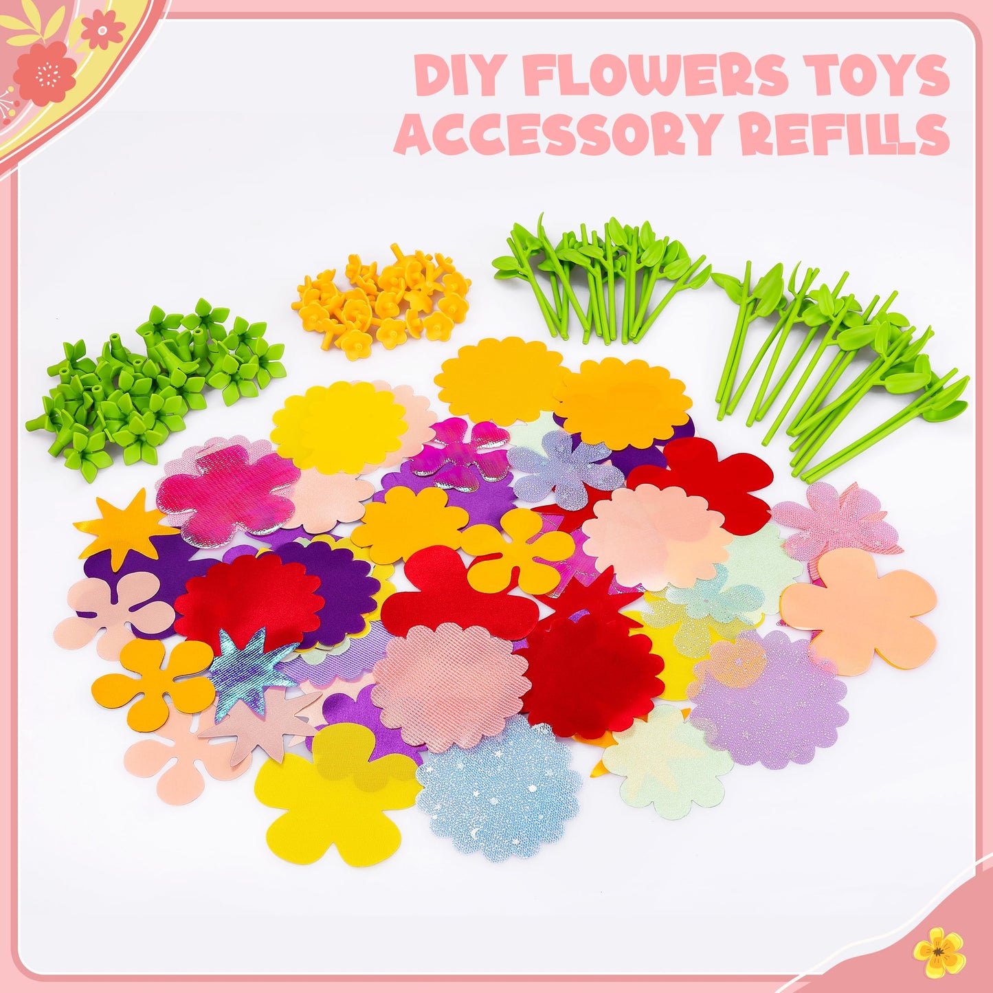 Fabric Flower Bouquets Toys, DIY Craft Kits Toys for Kids - Flowers Market Toy, Build Your Flower Bouquet, Arts & Crafts for 4 5 6 7 8 Year Toddler Girl, Educational Activity Preschool B-Day Gifts