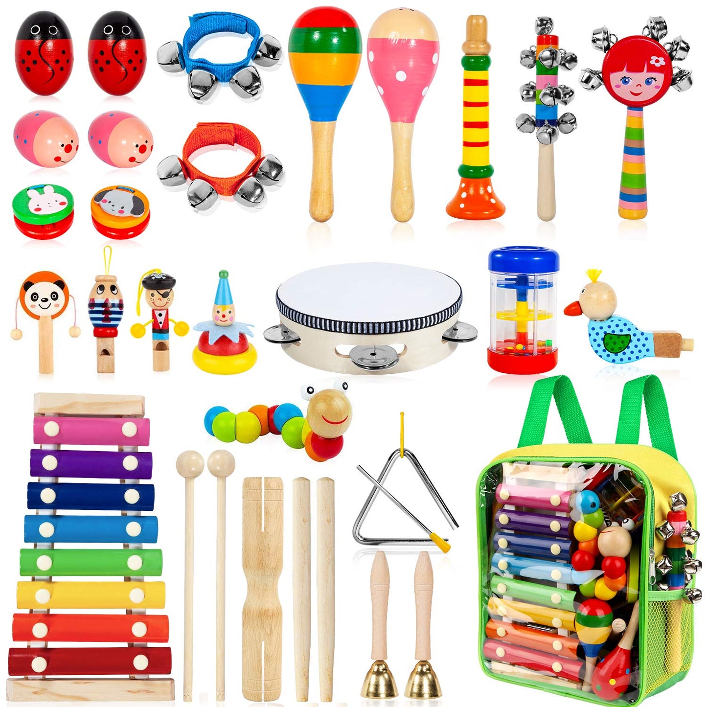 Complete kids musical instruments set wooden percussion toys