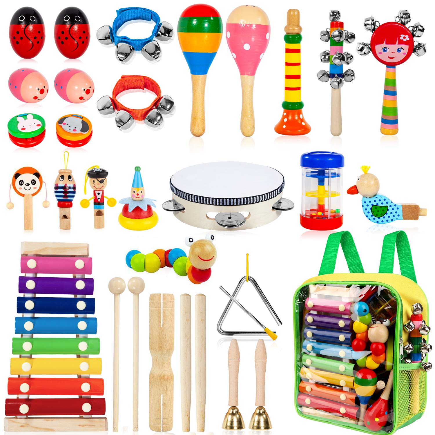 Complete kids musical instruments set wooden percussion toys