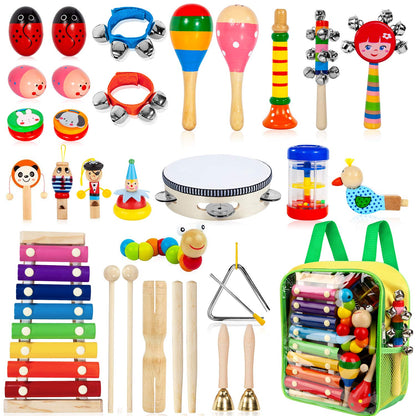 Complete kids musical instruments set wooden percussion toys
