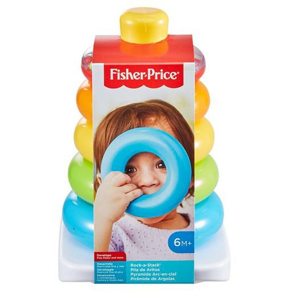 Fisher-Price Infant Toy Set, Baby’s First Blocks (10 Shapes) and Rock-a-Stack Ring Stacking Activity for Ages 6+ Months (Amazon Exclusive)