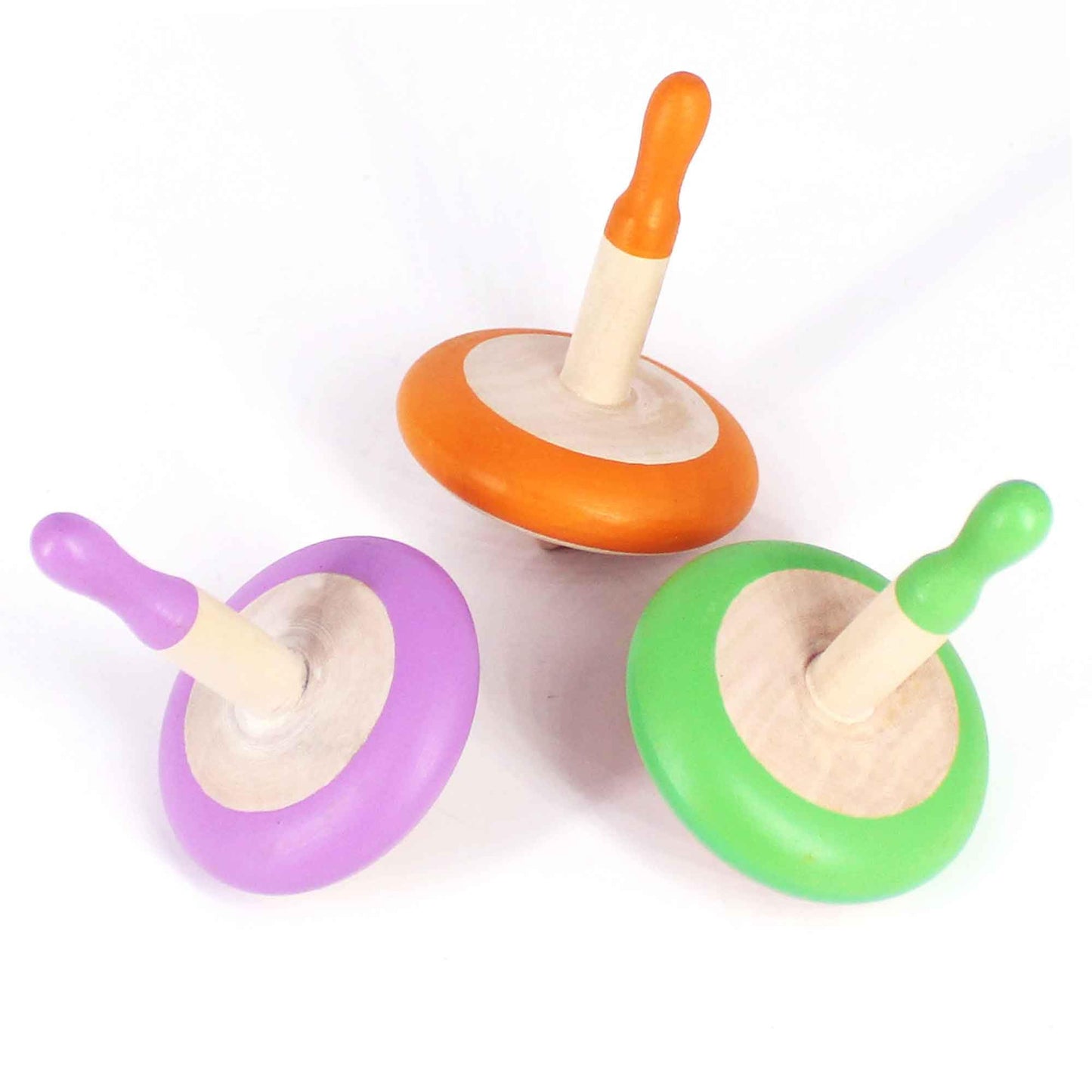 Shumee Spinning Tops for Kids 2 3 4 5+ Year Old, Set of 3 Wooden Montessori Toys, Improves Hand Eye Coordination, Great for Sensory Play, Eco-Friendly 100% Child Safe (Red/Blue/Yellow)