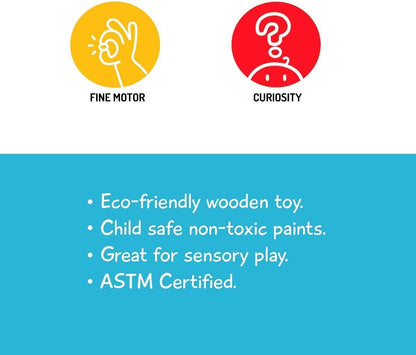 Shumee Spinning Tops for Kids 2 3 4 5+ Year Old, Set of 3 Wooden Montessori Toys, Improves Hand Eye Coordination, Great for Sensory Play, Eco-Friendly 100% Child Safe (Red/Blue/Yellow)