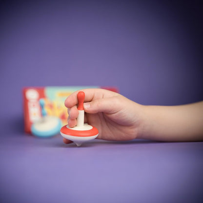 Shumee Spinning Tops for Kids 2 3 4 5+ Year Old, Set of 3 Wooden Montessori Toys, Improves Hand Eye Coordination, Great for Sensory Play, Eco-Friendly 100% Child Safe (Red/Blue/Yellow)