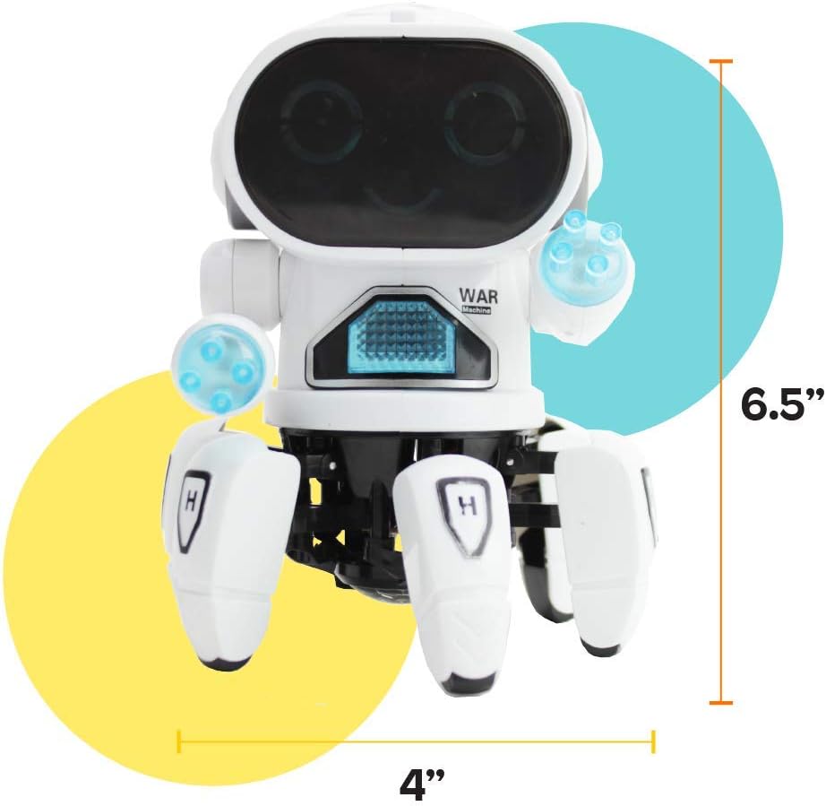 Boley Pioneer Dancing Robot in White and Blue - Walking Dancing Electronic Robot Toy for Kids with Disco Flashing Lights and Dance Music - Battery Operated