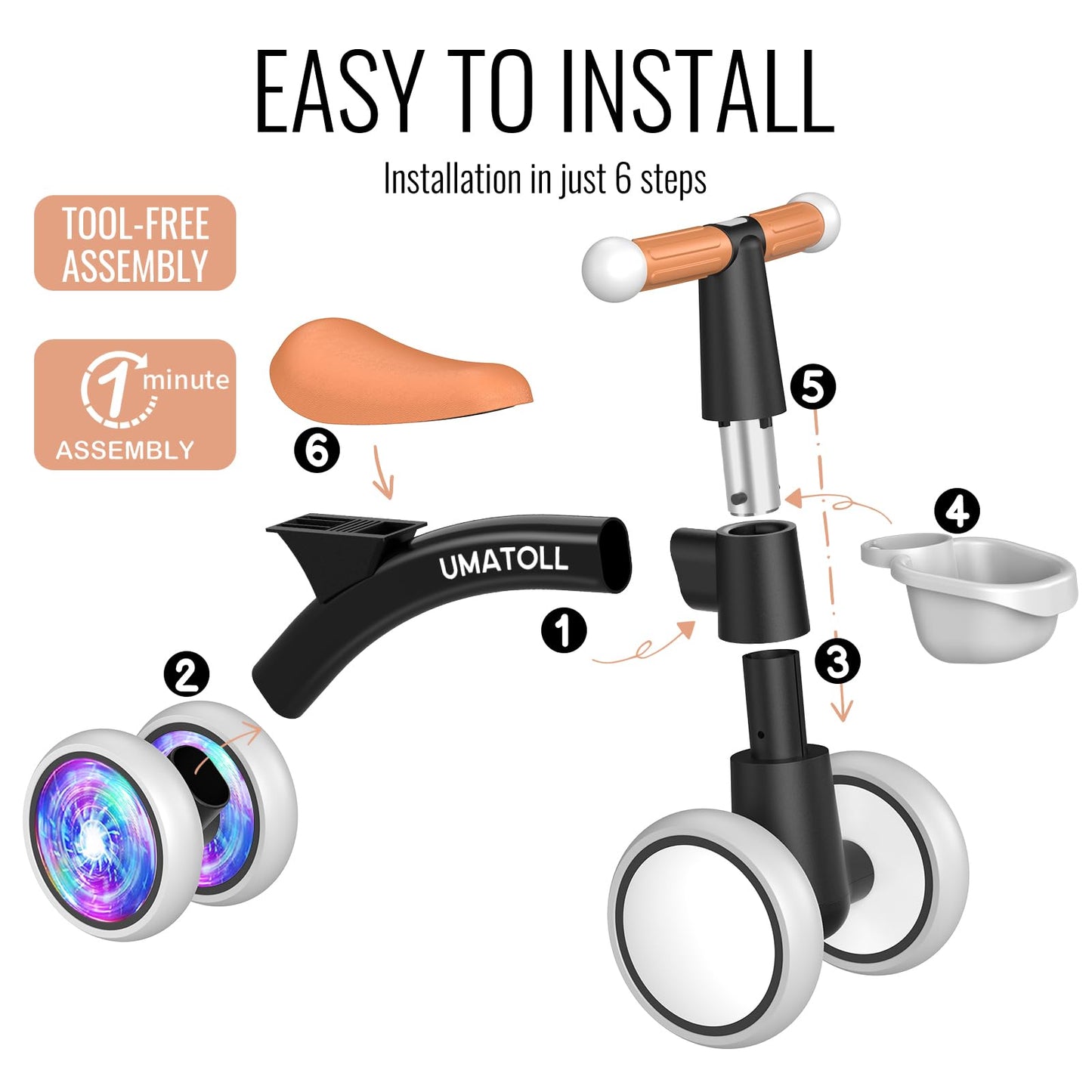 Colorful Lighting Baby Balance Bike Toys