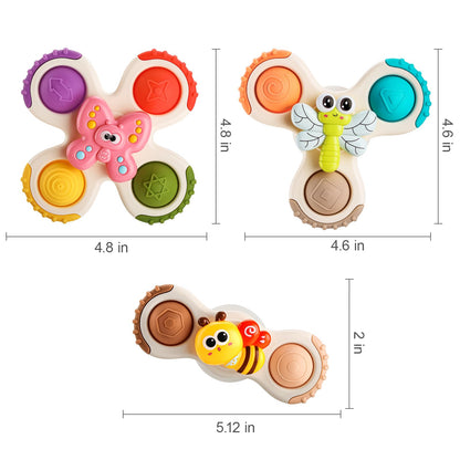 3PCS Pop Suction Cup Spinner Rotatory Toys