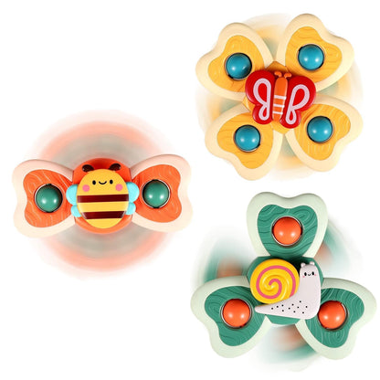 ALASOU 3PCS Suction Cup Spinner Toys for 1 Year Old Boy Girl|Spinning Top Baby Toys 12 18 Months|1 2 Year Old Boy Birthday Gift|Baby Bath Toy for Kids Ages 1-3|Sensory Toy for Toddlers 1-3