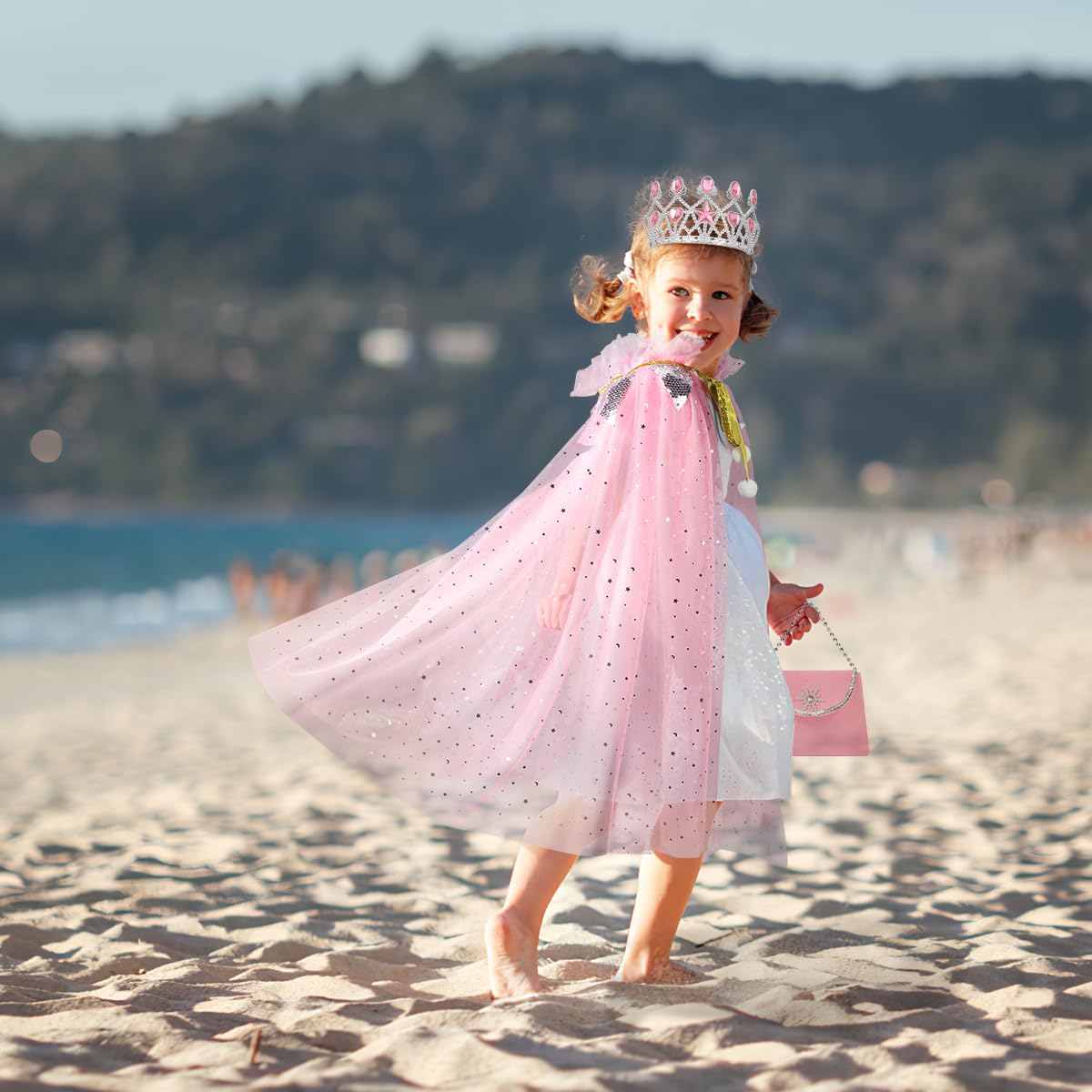 Meland Princess Dress up Clothes for Little Girl, 11Pcs Princess Cape with Crown, Princess Dresses for Girl 3-8 Birthday Gift