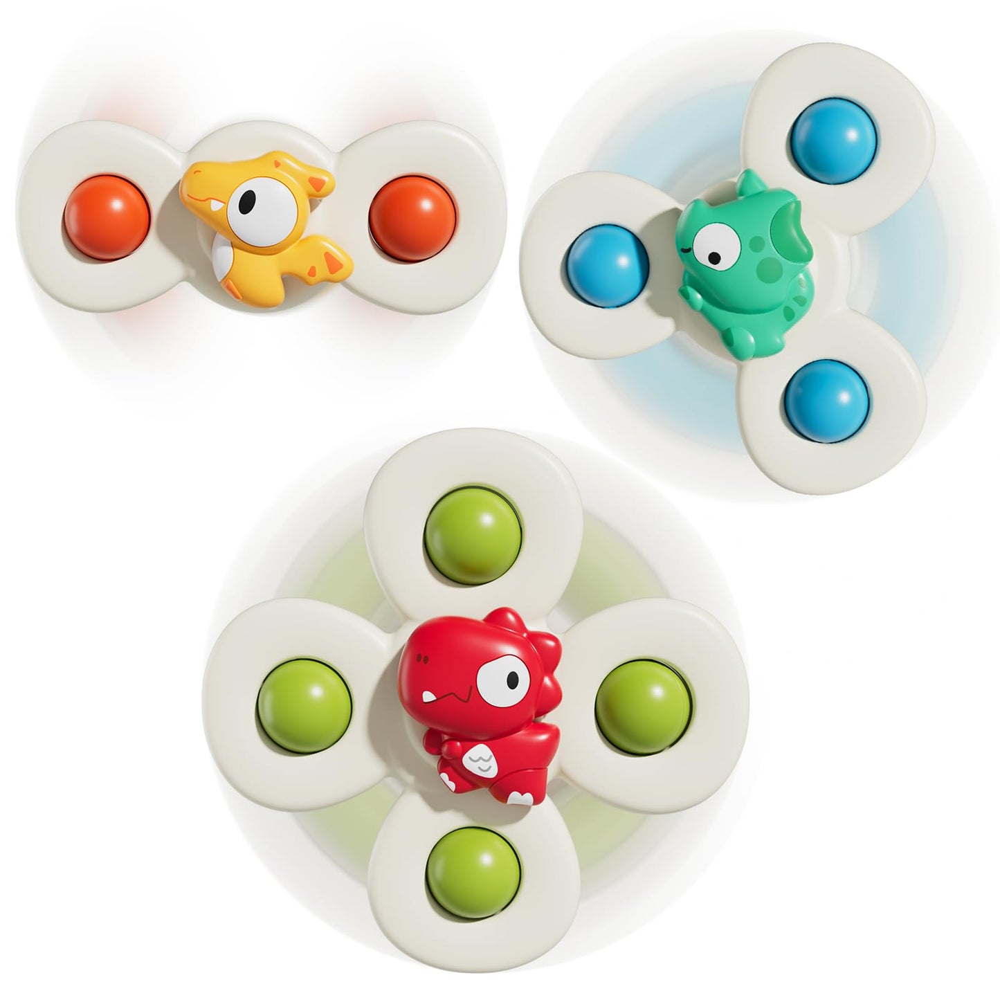 ALASOU 3PCS Suction Cup Spinner Toys for 1 Year Old Boy Girl|Spinning Top Baby Toys 12 18 Months|1 2 Year Old Boy Birthday Gift|Baby Bath Toy for Kids Ages 1-3|Sensory Toy for Toddlers 1-3