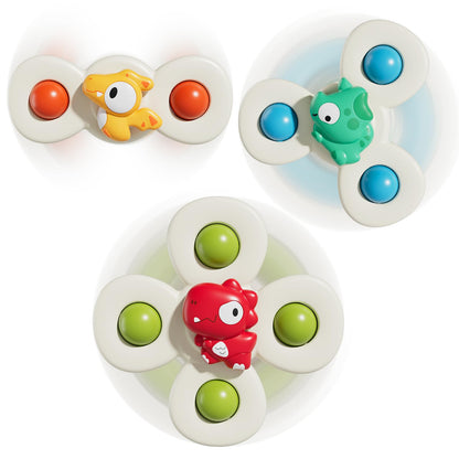 ALASOU 3PCS Suction Cup Spinner Toys for 1 Year Old Boy Girl|Spinning Top Baby Toys 12 18 Months|1 2 Year Old Boy Birthday Gift|Baby Bath Toy for Kids Ages 1-3|Sensory Toy for Toddlers 1-3