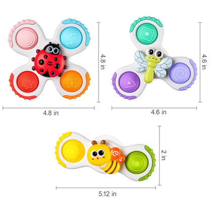 3PCS Pop Suction Cup Spinner Rotatory Toys