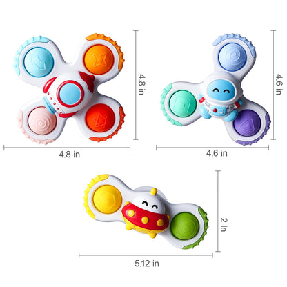 3PCS Pop Suction Cup Spinner Rotatory Toys