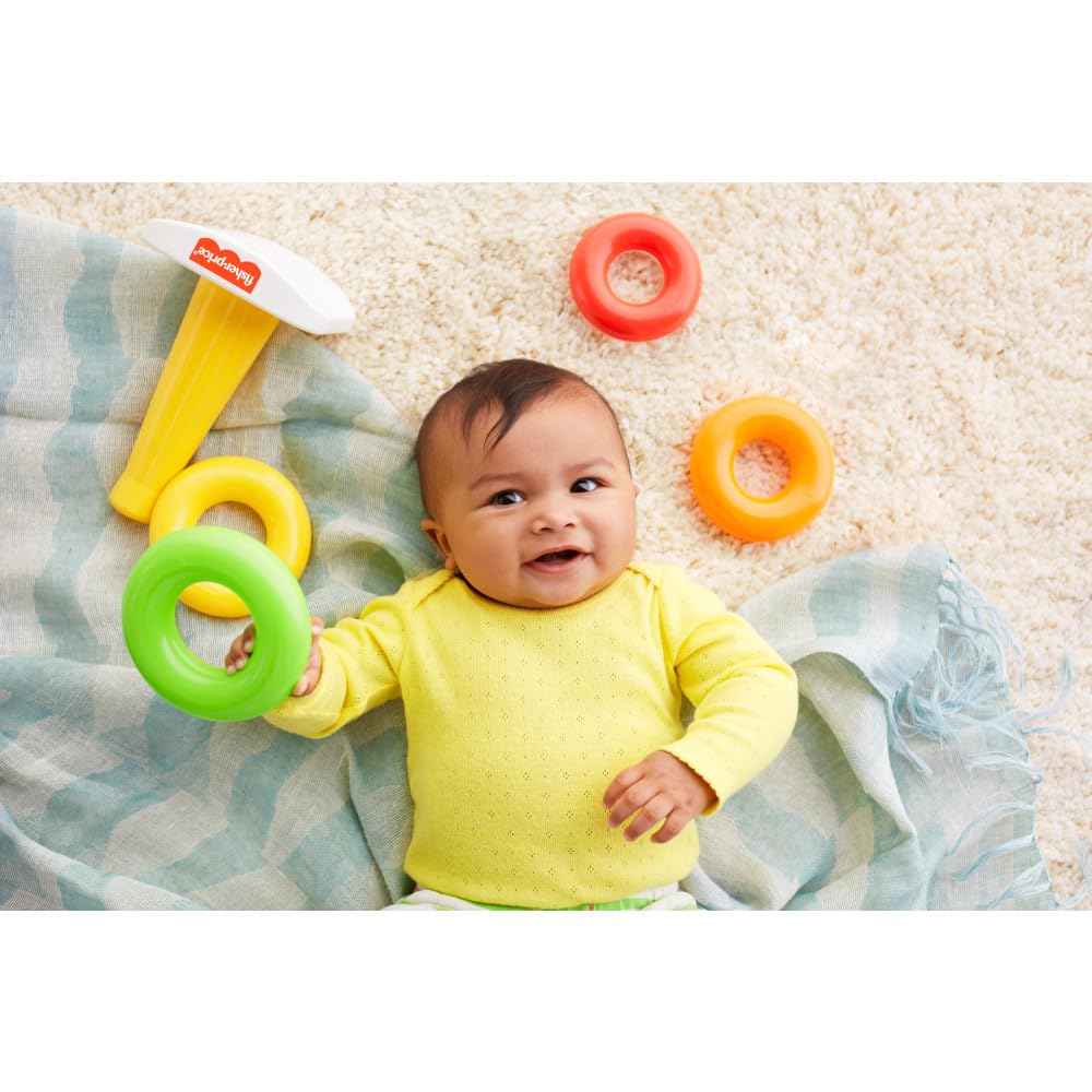 Fisher-Price Infant Toy Set, Baby’s First Blocks (10 Shapes) and Rock-a-Stack Ring Stacking Activity for Ages 6+ Months (Amazon Exclusive)