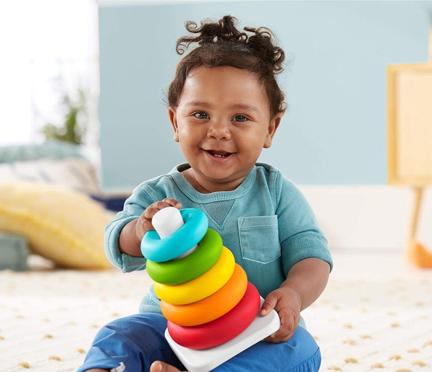 Fisher-Price Infant Toy Set, Baby’s First Blocks (10 Shapes) and Rock-a-Stack Ring Stacking Activity for Ages 6+ Months (Amazon Exclusive)