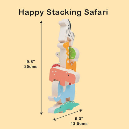 Happy Stacking Safari - 7pc Wooden Stacking Toy