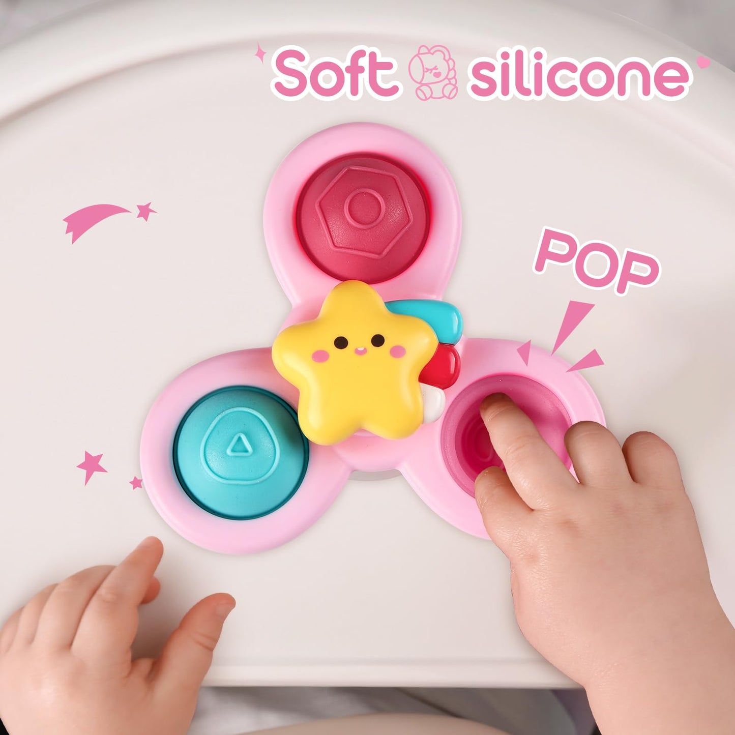 3PCS Pop Suction Cup Spinner Rotatory Toys