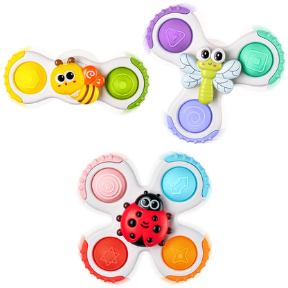 3PCS Pop Suction Cup Spinner Rotatory Toys