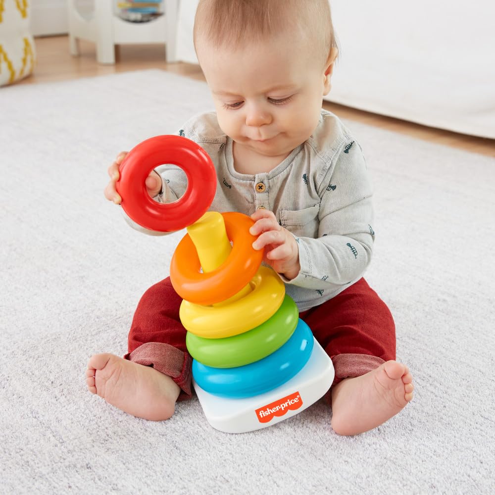 Fisher-Price Infant Toy Set, Baby’s First Blocks (10 Shapes) and Rock-a-Stack Ring Stacking Activity for Ages 6+ Months (Amazon Exclusive)