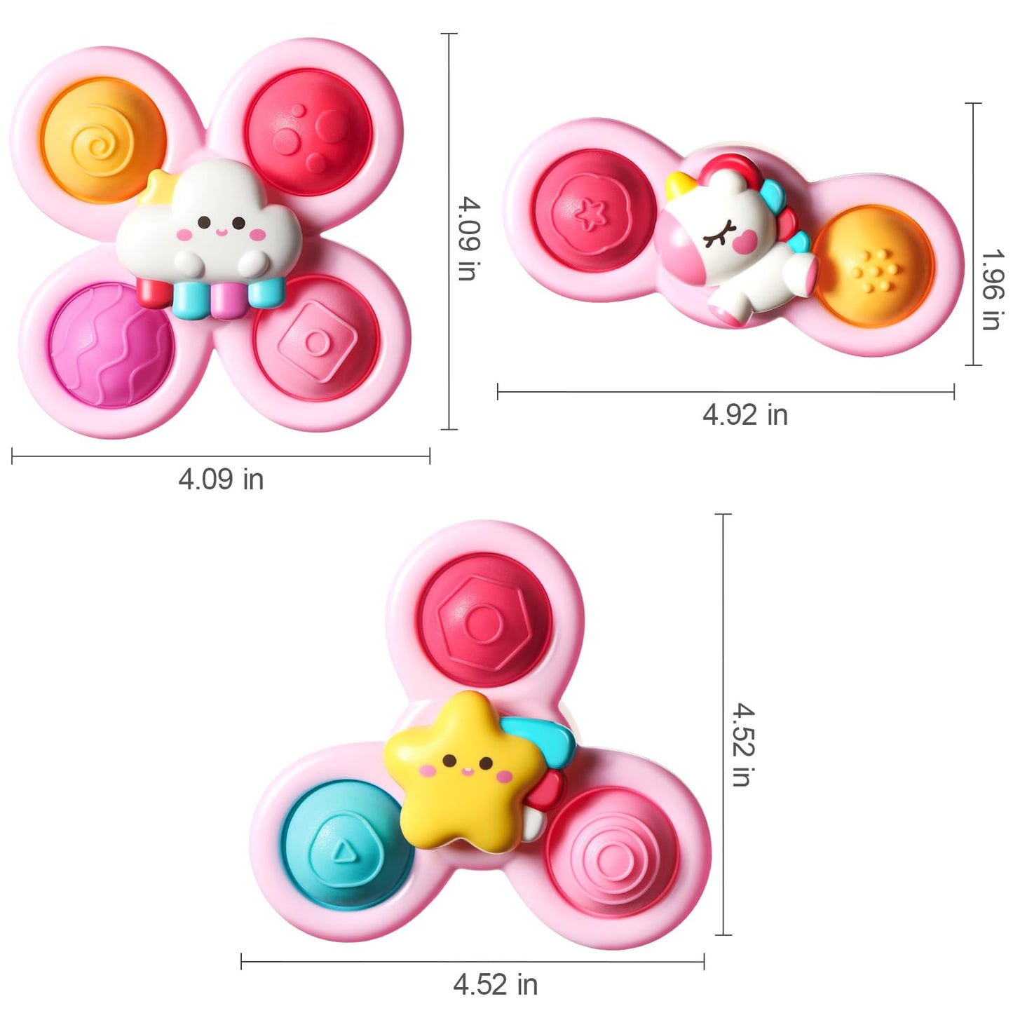 3PCS Pop Suction Cup Spinner Rotatory Toys
