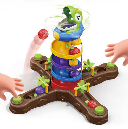 Dinosaur Ball Drop Toys for 3 4 5 6 7 8 9 Years Old Kids, Dino Spin Twister Toddlers Toy, Shoot Balls Toddler Montessori Toys Gifts for 3-6 Year Old Boys Girls, 2 Players PK Mode