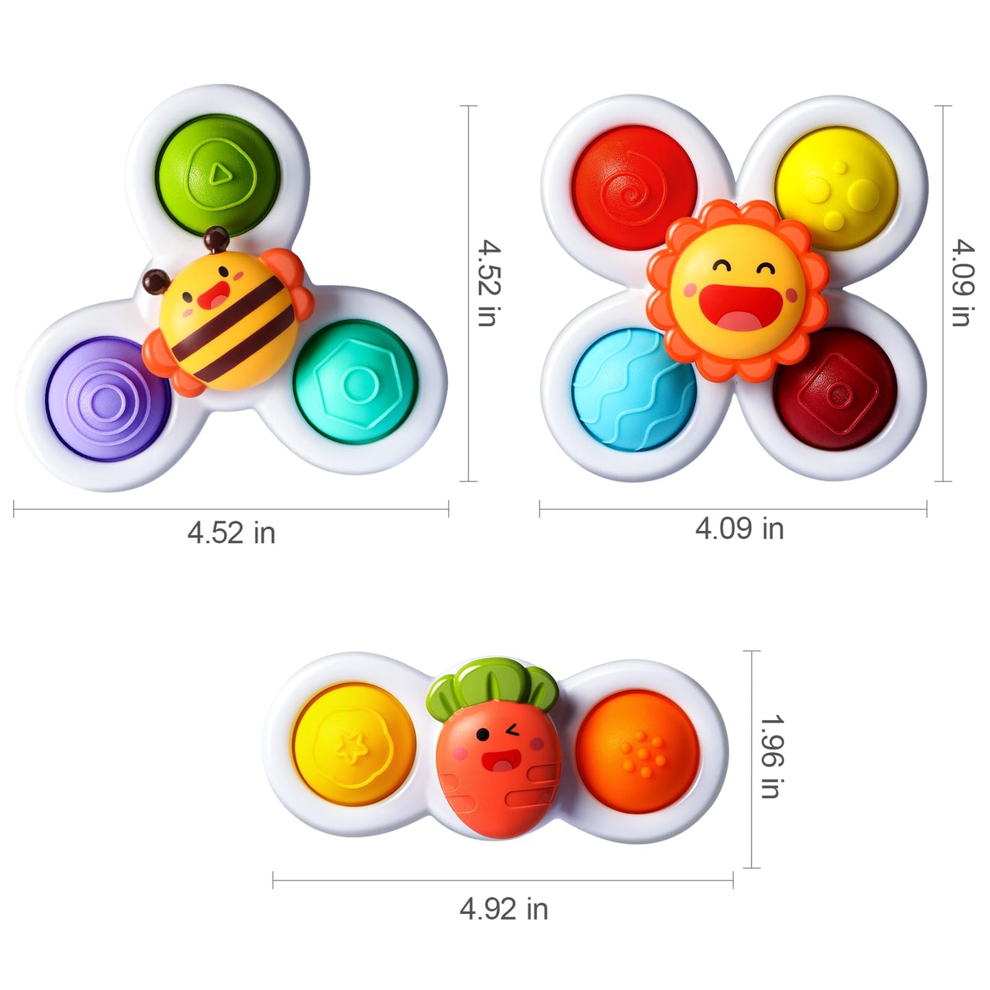 3PCS Pop Suction Cup Spinner Rotatory Toys