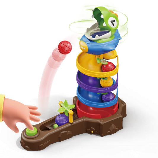 Dinosaur Ball Drop Toys for 3 4 5 6 7 8 9 Years Old Kids, Dino Spin Twister Toddlers Toy, Shoot Balls Toddler Montessori Toys Gifts for 3-6 Year Old Boys Girls, 2 Players PK Mode