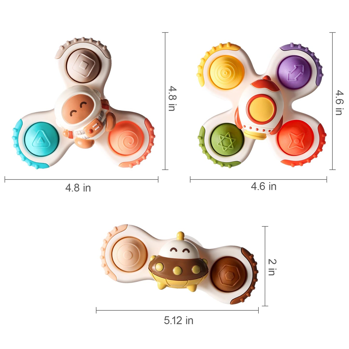 3PCS Pop Suction Cup Spinner Rotatory Toys