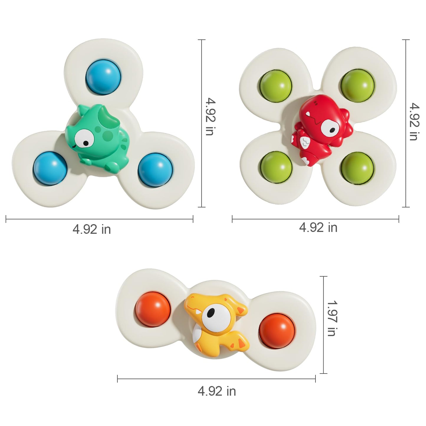 ALASOU 3PCS Suction Cup Spinner Toys for 1 Year Old Boy Girl|Spinning Top Baby Toys 12 18 Months|1 2 Year Old Boy Birthday Gift|Baby Bath Toy for Kids Ages 1-3|Sensory Toy for Toddlers 1-3