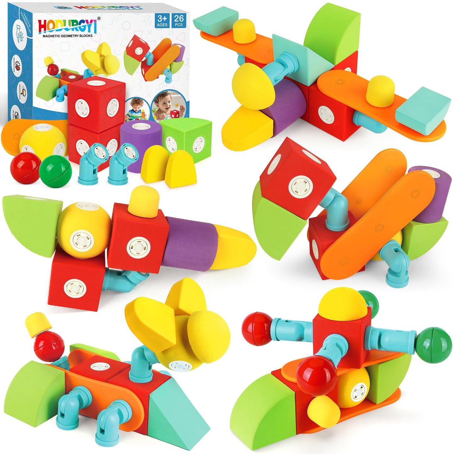 15 PCS Magnetic Foam Blocks for Kids