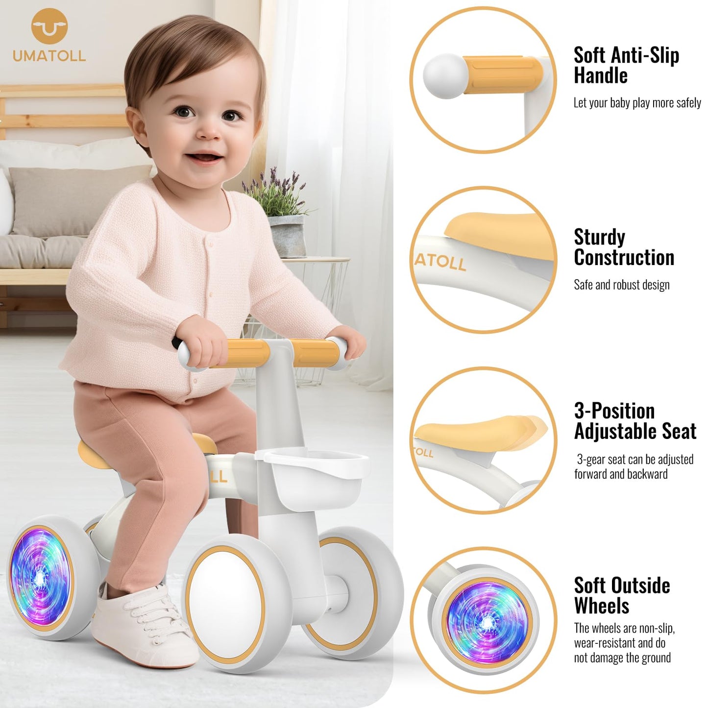 Colorful Lighting Baby Balance Bike Toys