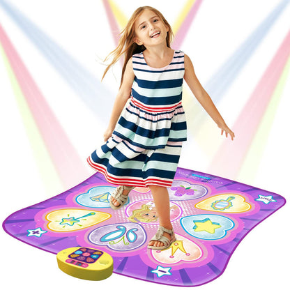 SUNLIN Dance Mat - Dance Mixer Rhythm Step Play Mat - Dance Game Toy Gift for Kids Girls Boys - Dance Pad with LED Lights, Adjustable Volume, Built-in Music, 3 Challenge Levels (3-12 Years Old)