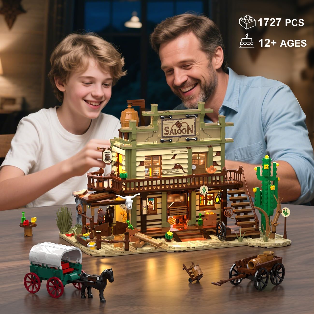 Western Saloon Building Set with LED Light