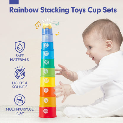 hahaland Stacking Toys for Toddlers 1-3 - Stacking Cups - Toddler Toy Age 1-2 Learning Montessori Toys for 1 Year Old Boy Birthday Gift Baby Stacking Cups 12-18 Months