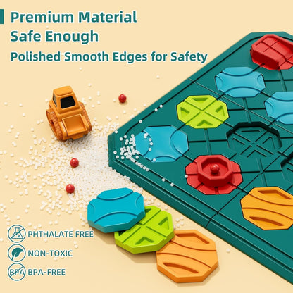 STEM Board Games Kids Toys, Maze Brain Teaser Puzzles Learning Games for Kids Ages 4-8 118 Challenges 5 Difficulty Levels Squirrel Logic Track Building Blocks, Educational Montessori Birthday Gifts