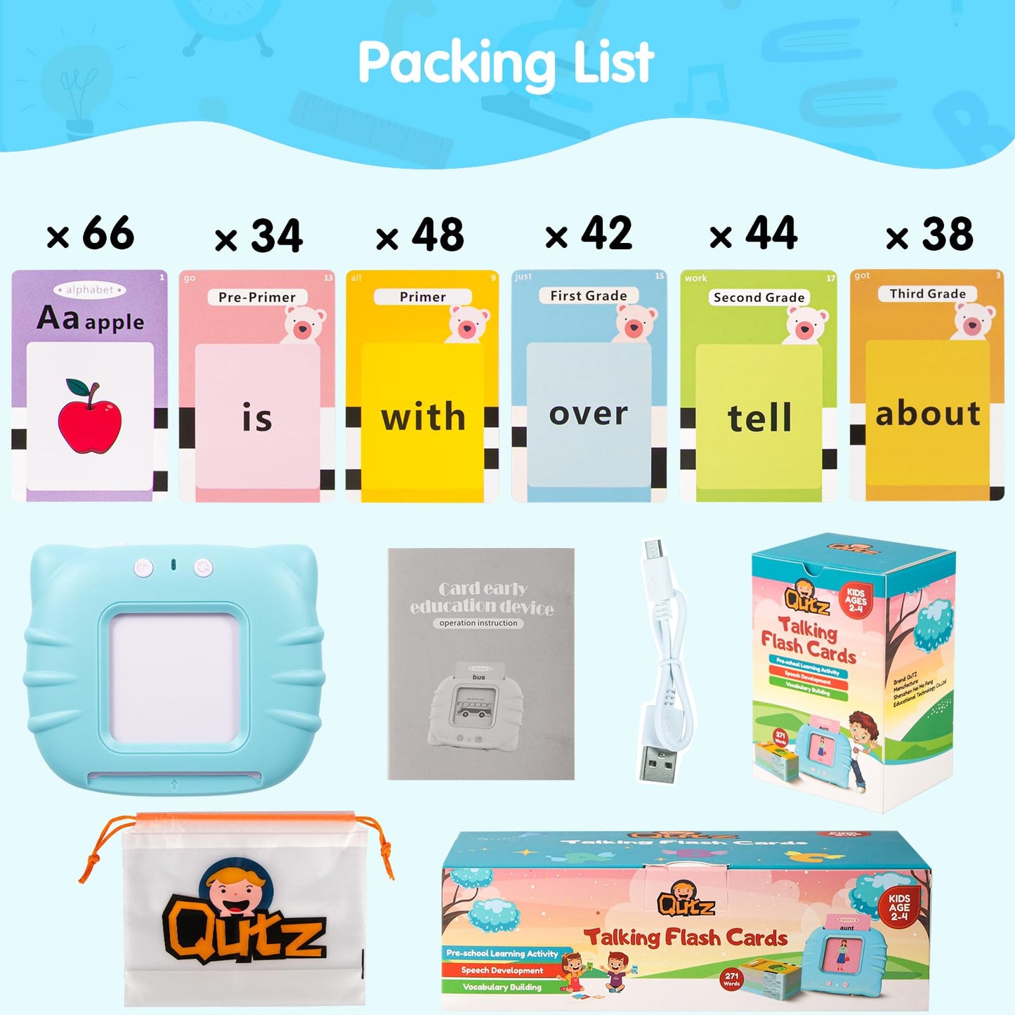 Toddler Toys Sight Words Talking Flash Cards for Ages 2 3 4 Boys and Girls, Autism Sensory Toy for Autistic Children, Learning Educational Montessori Speech Therapy Toys 224 Sight Words