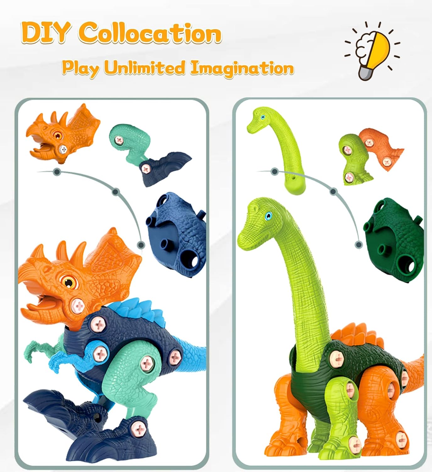 Dinosaur Toys for Kids, 4 Pack Take Apart Dinosaur Toys