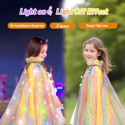 Meland Princess Dress up Clothes for Little Girl, 11Pcs Princess Cape with Crown, Princess Dresses for Girl 3-8 Birthday Gift