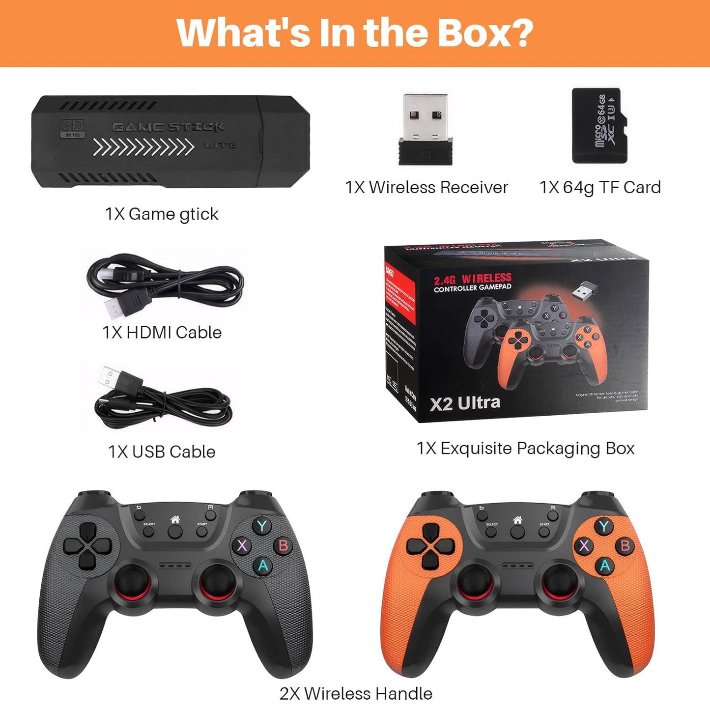 20000+ Games,2025 Retro Home Game Console Wireless