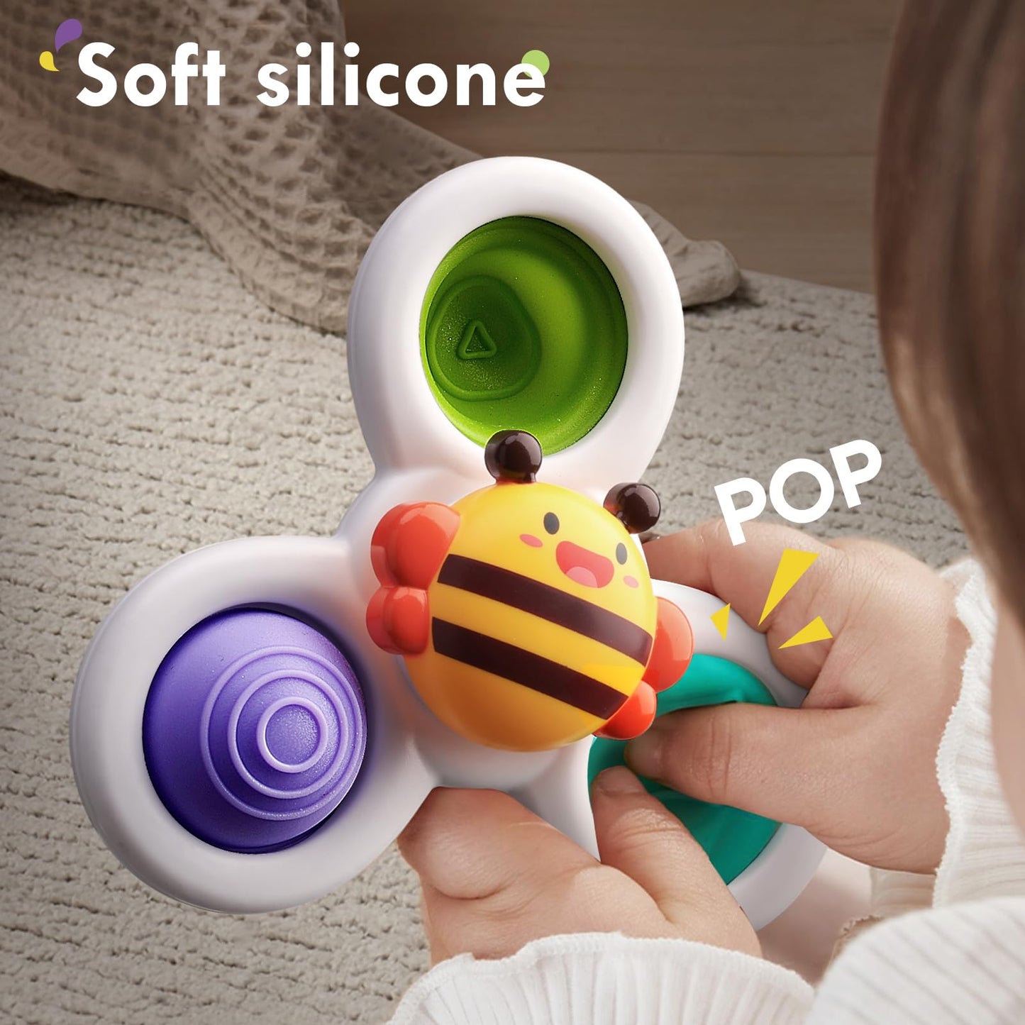 3PCS Pop Suction Cup Spinner Rotatory Toys