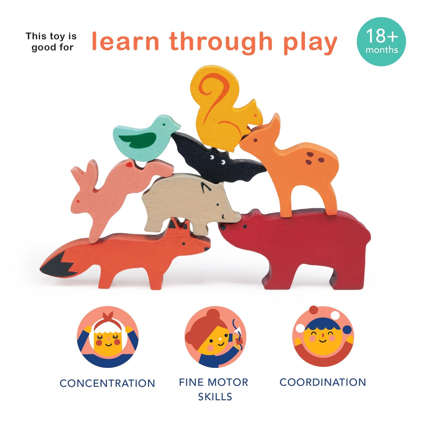 Happy Stacking Safari - 7pc Wooden Stacking Toy