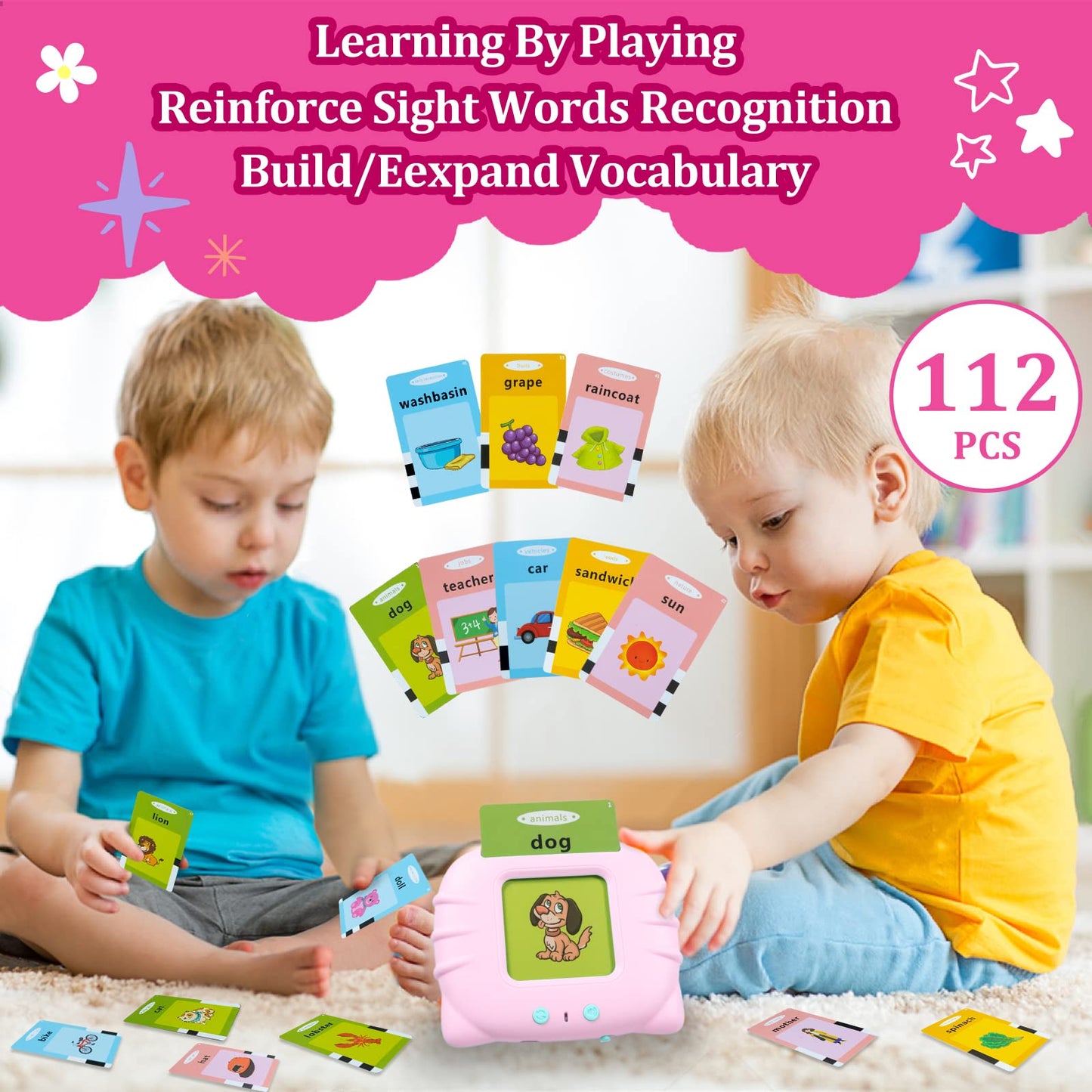 Toddler Toys Sight Words Talking Flash Cards for Ages 2 3 4 Boys and Girls, Autism Sensory Toy for Autistic Children, Learning Educational Montessori Speech Therapy Toys 224 Sight Words