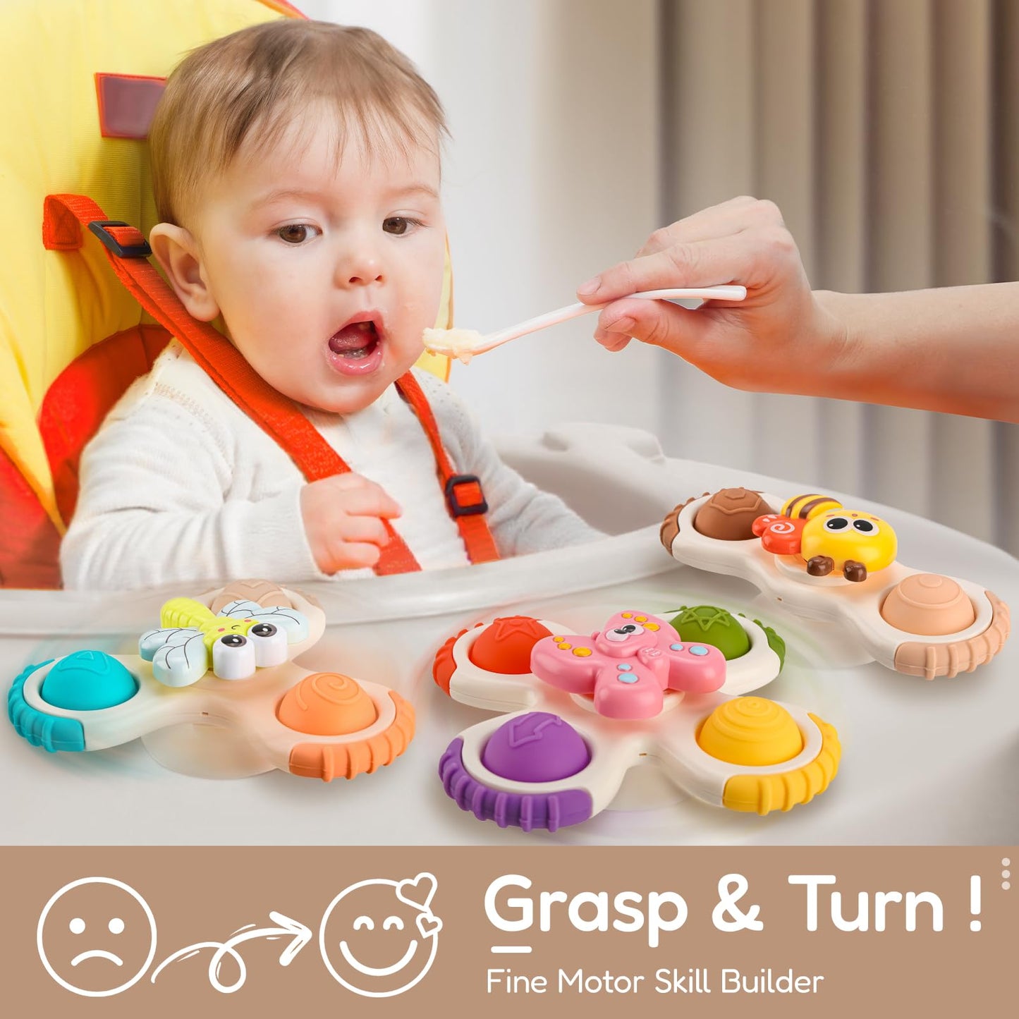 3PCS Pop Suction Cup Spinner Rotatory Toys