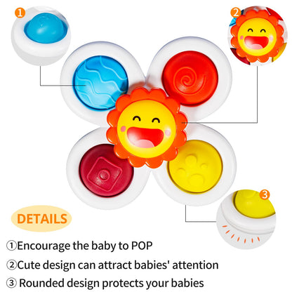 3PCS Pop Suction Cup Spinner Rotatory Toys