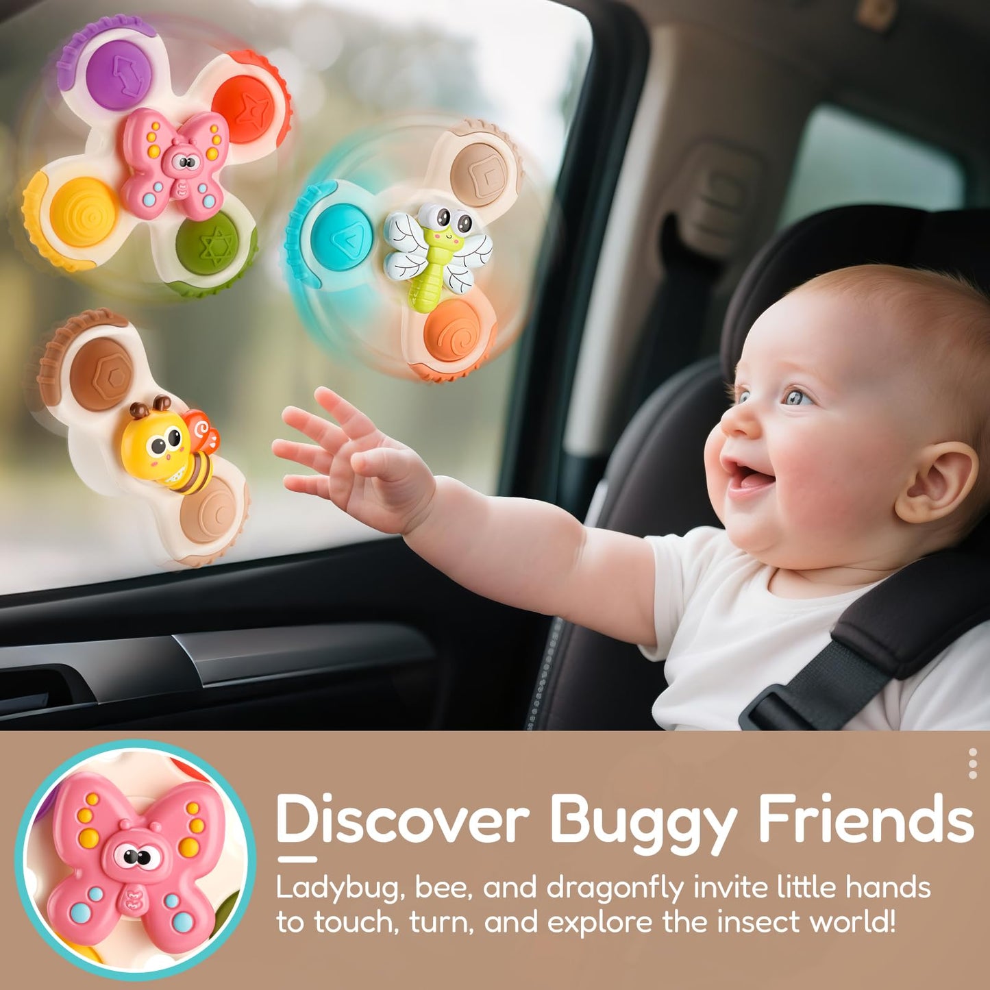 3PCS Pop Suction Cup Spinner Rotatory Toys
