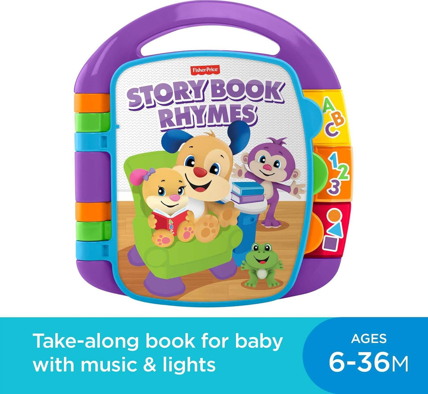 Fisher-Price Laugh & Learn Storybook Rhymes, take-Along Musical Toy Book with Learning Content for Infants (Amazon Exclusive)