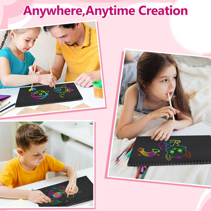 Stocking Stuffers for Kids: Scratch Paper Art Crafts Christmas Gifts Back to Girl School Teacher Supplies Game Party Favors Activities Toys for Teens Boy Ages 3-12 Years Old Valentines Birthday 2 Pack