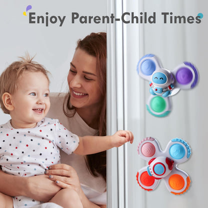 3PCS Pop Suction Cup Spinner Rotatory Toys